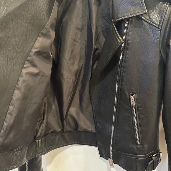 Topshop Classic Faux Leather Biker Jacket - Black (Size 4) - Picture 8 of 8